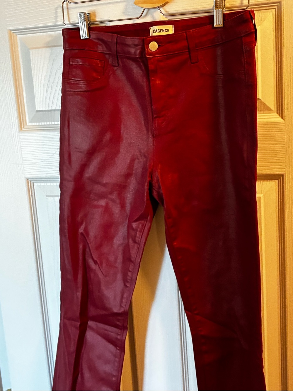 L'AGENCE Wine Red Coated Skinny Pants